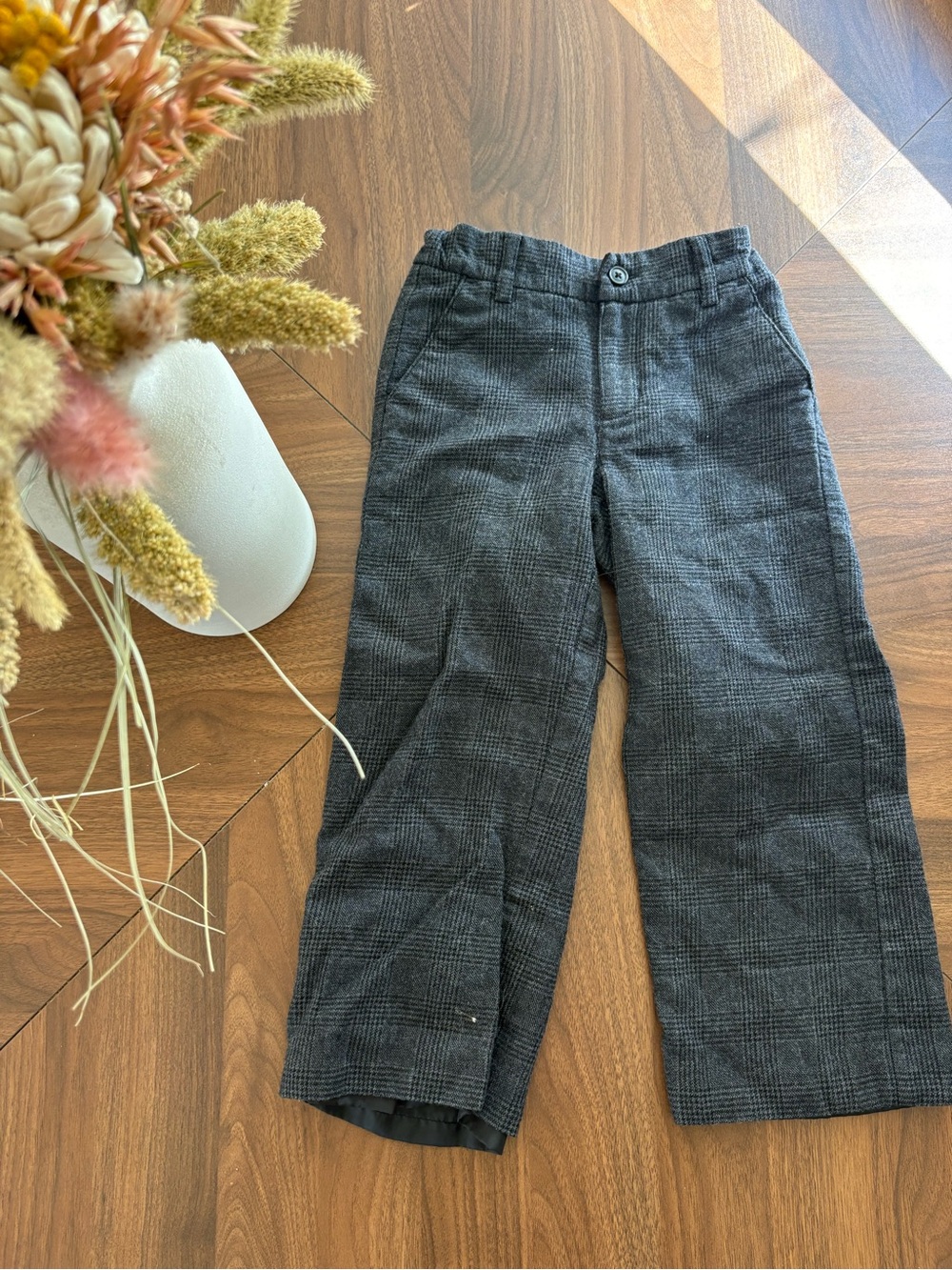 Janie and Jack Gray Plaid Dress Pant